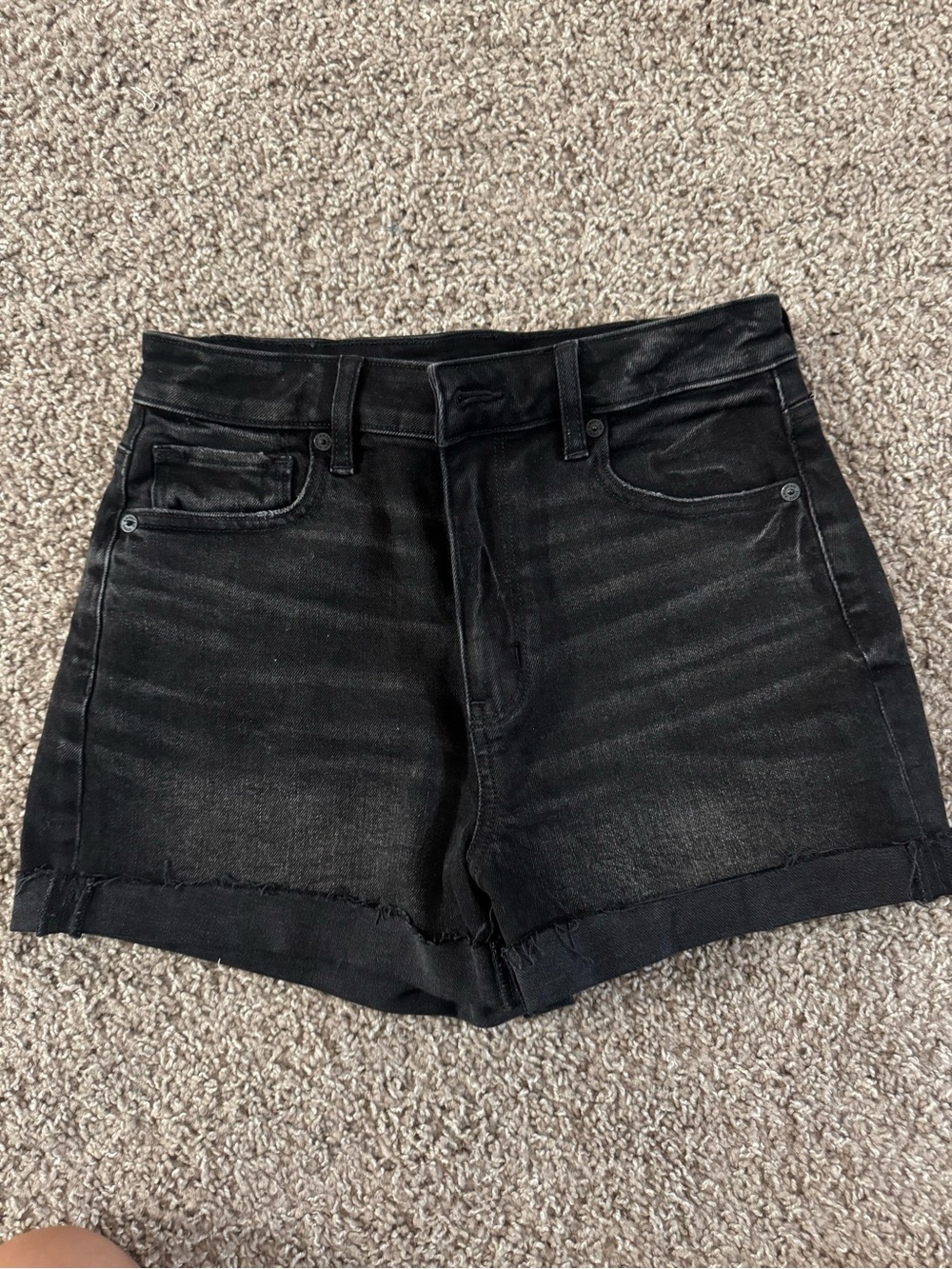 American Eagle Outfitters Black Denim High-Rise Jean Shorts